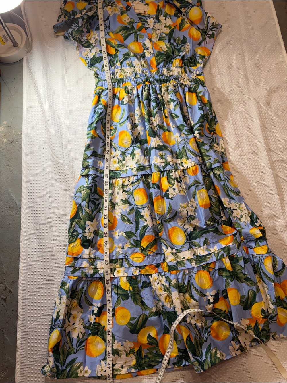Anthropologie Blue Lemon-Print Button midi dress - Picture 11 of 12